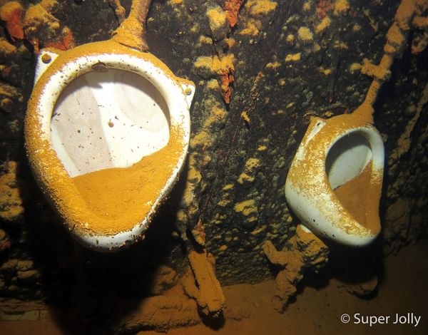 urinals in Fujikawa Maru in Truk Lagoon