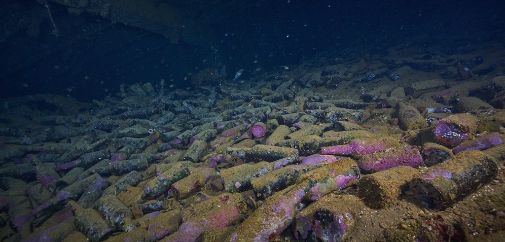 Beer bottles inside the Nippo Maru