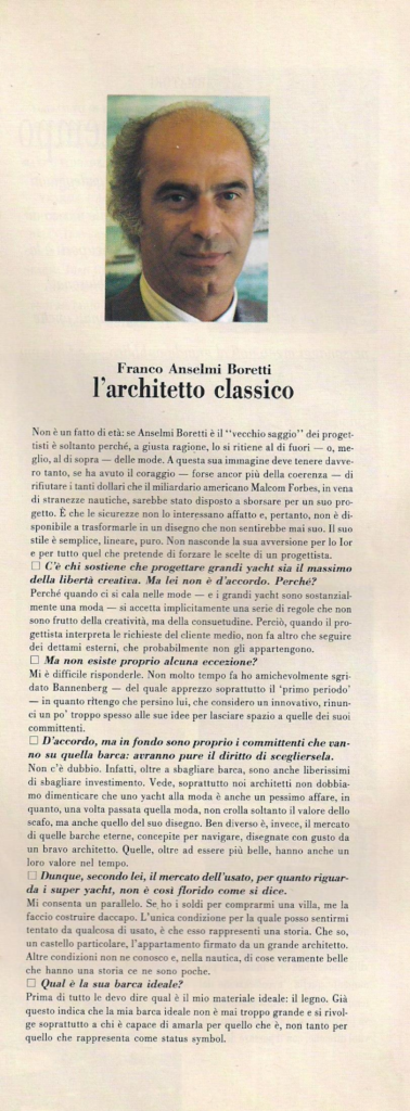 Newspaper article about Franco Anselmi Boretti