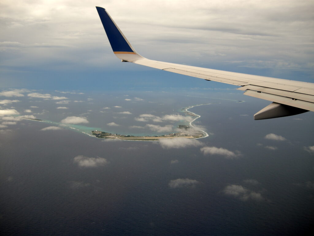 Aerial view of Kwajelein Island and airport