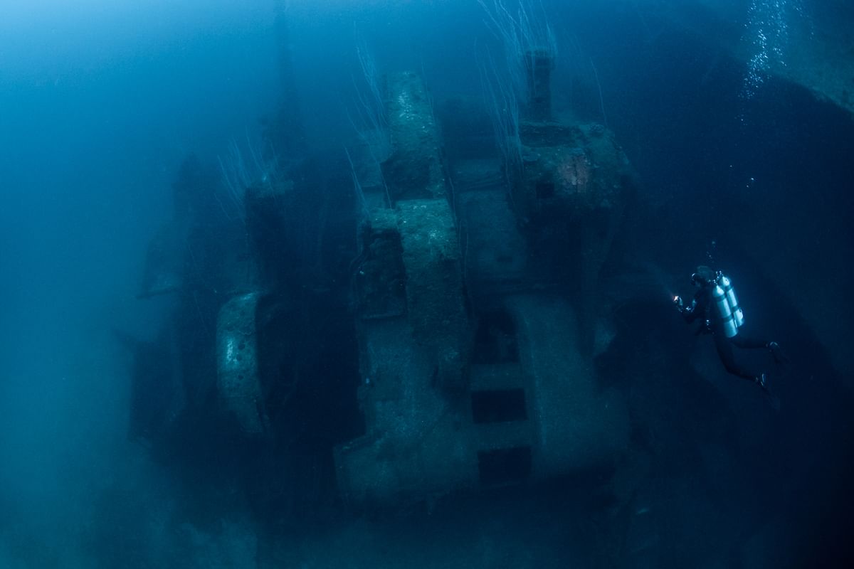 The pagoda of the IJN Nagato in Bikini Atoll