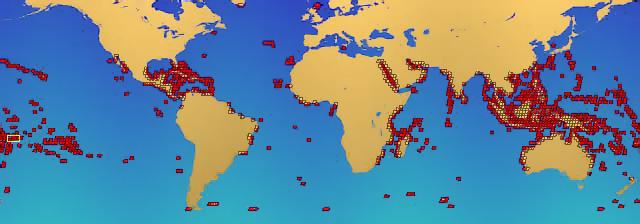 location of coral reefs