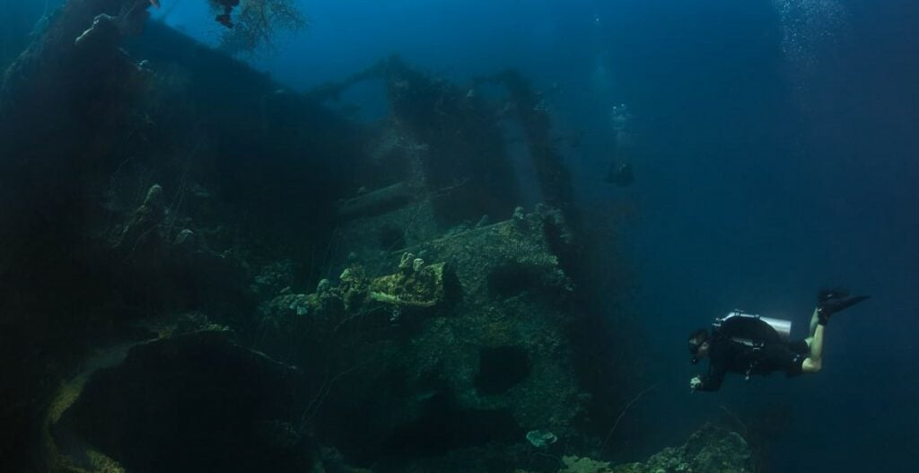 Diver on Teshio Maru wreck