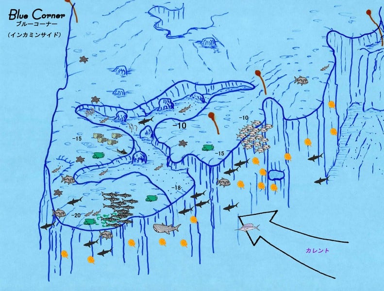 A map of the best dive site in Palau