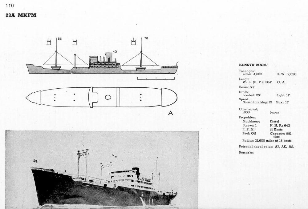 Japanese Merchant Ships Recognition Manual pg110 - Kensho Maru