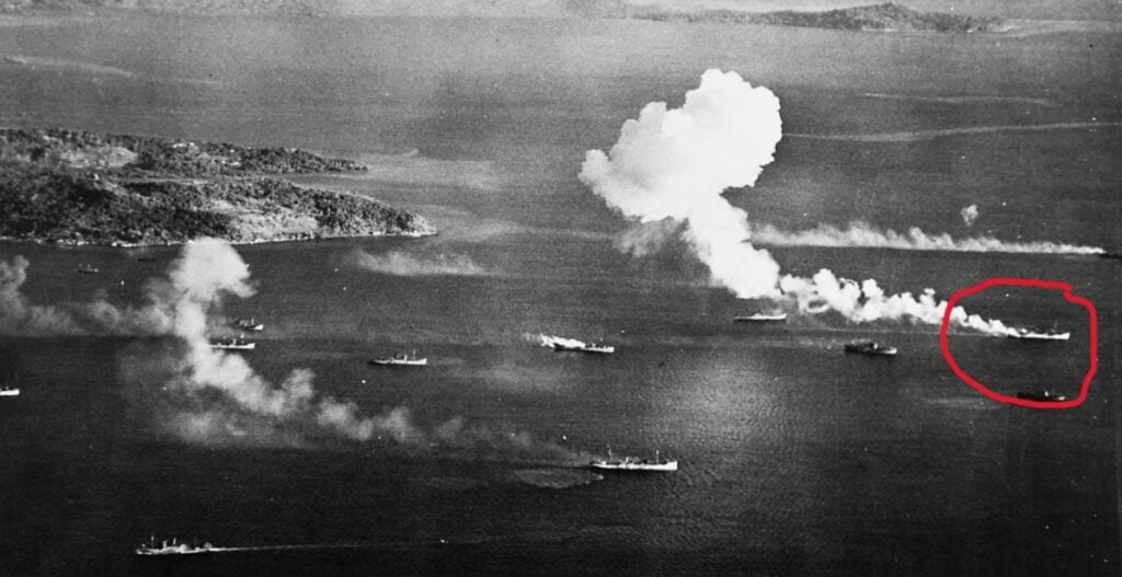 Holi Maru burning 17 FEB 1944
