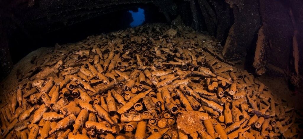 Beer bottles inside Hoki Maru