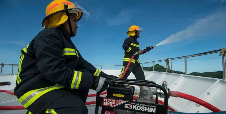 Fire fighting drill crew