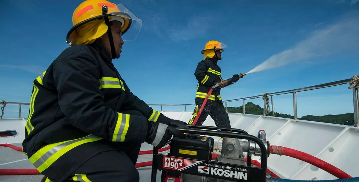 Fire fighting drill crew