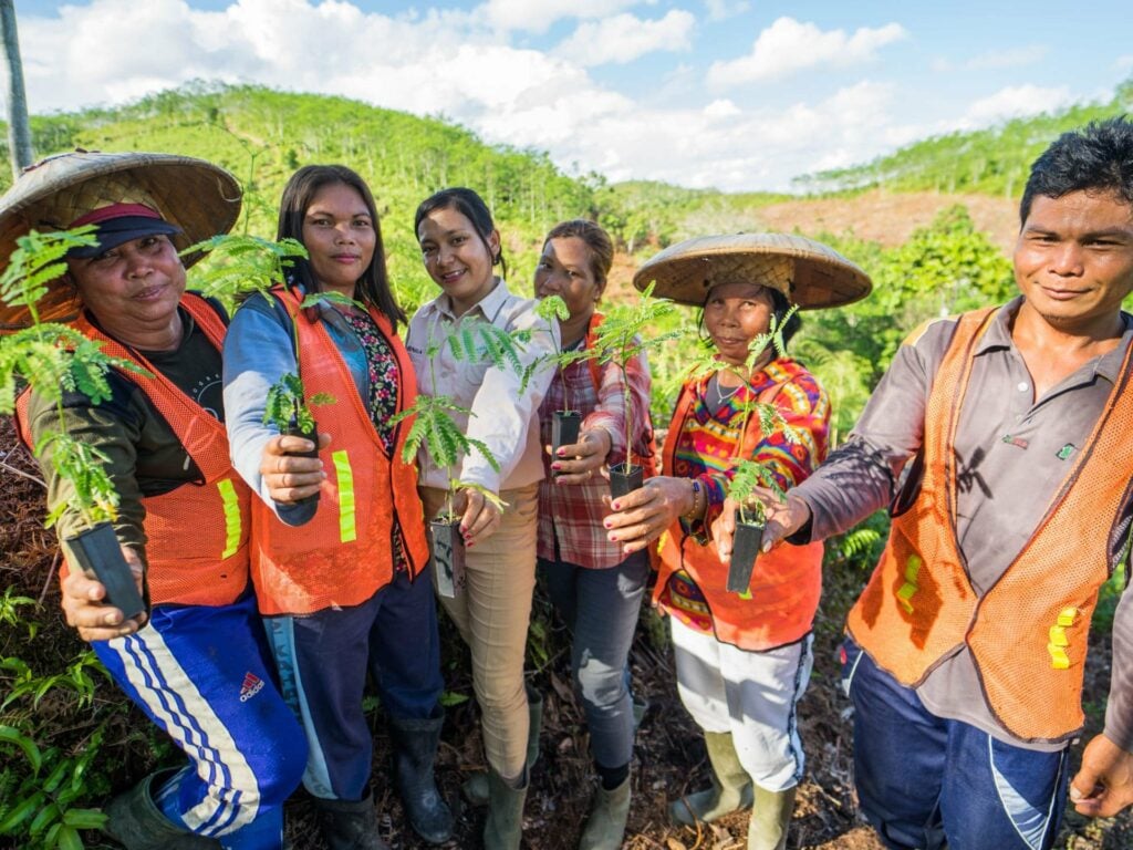 Farmer planting seedlings Indonesia