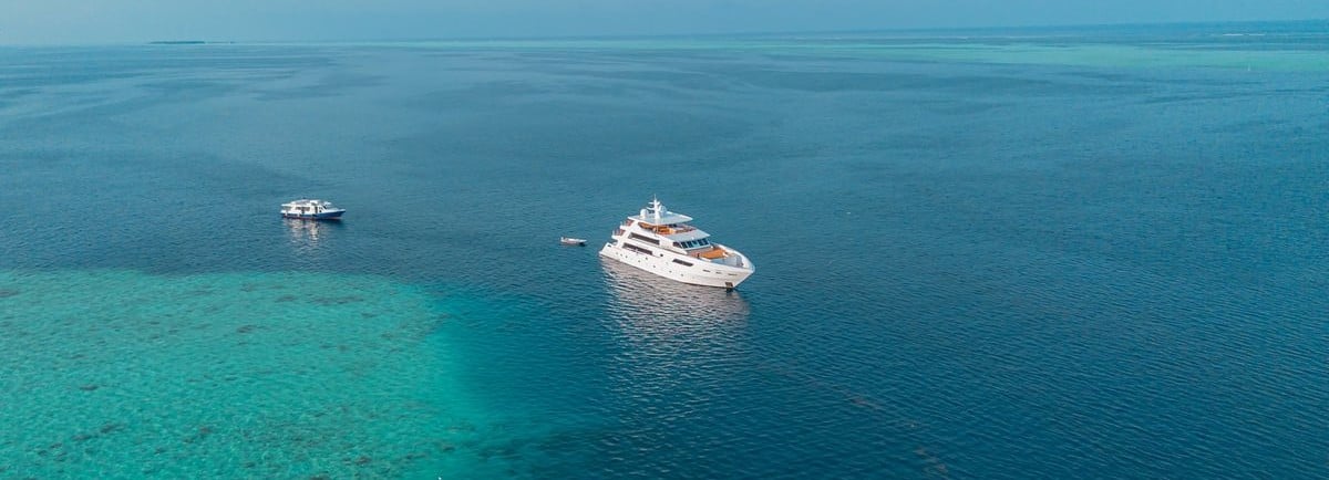 “Maldives Master liveaboard by coral reef — Maldives liveaboard diving